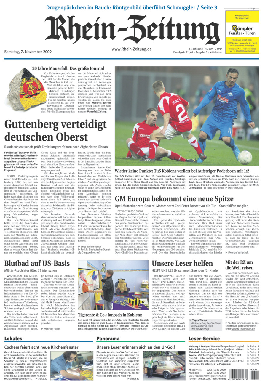 Rhein-Zeitung Kreis Cochem-Zell vom Samstag, 07.11.2009