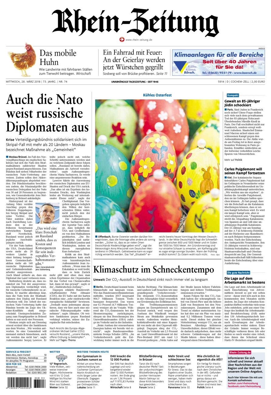 Rhein-Zeitung Kreis Cochem-Zell vom Mittwoch, 28.03.2018