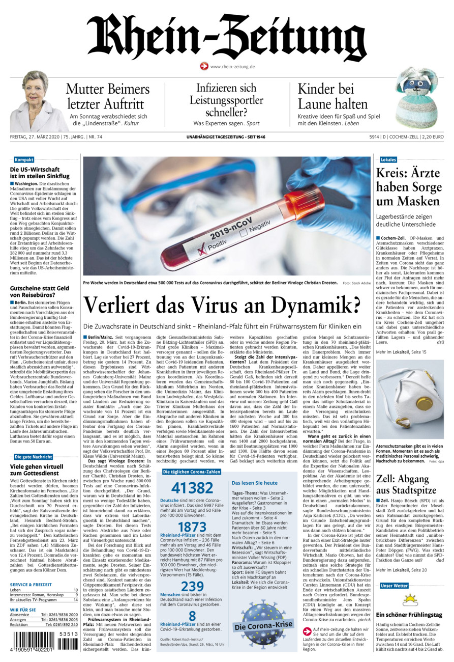 Rhein-Zeitung Kreis Cochem-Zell vom Freitag, 27.03.2020
