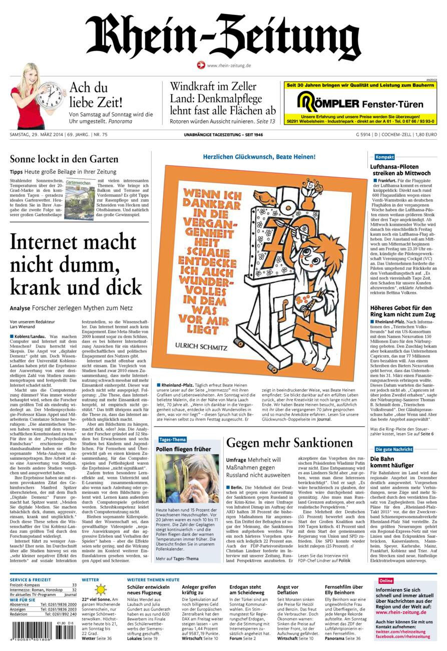 Rhein-Zeitung Kreis Cochem-Zell vom Samstag, 29.03.2014