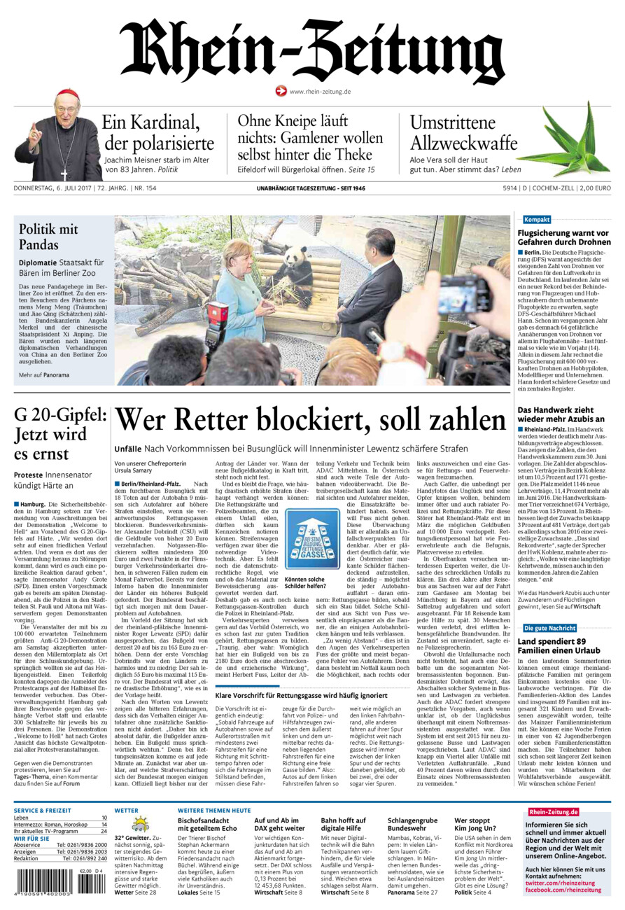 Rhein-Zeitung Kreis Cochem-Zell vom Donnerstag, 06.07.2017