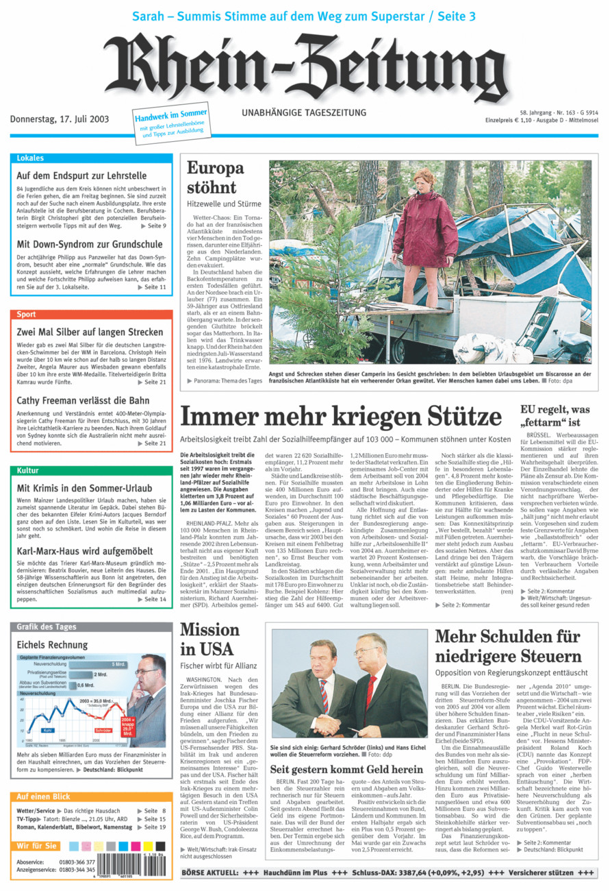 Rhein-Zeitung Kreis Cochem-Zell vom Donnerstag, 17.07.2003