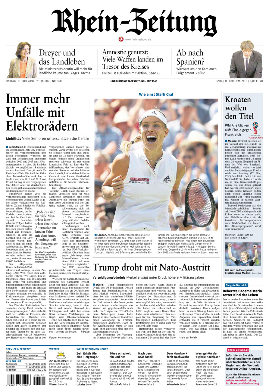 Rhein-Zeitung Kreis Cochem-Zell vom Freitag, 13.07.2018
