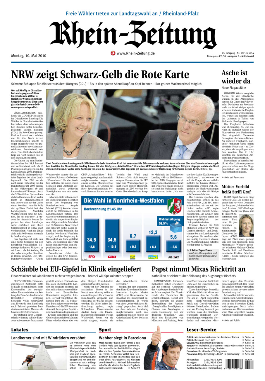 Rhein-Zeitung Kreis Cochem-Zell vom Montag, 10.05.2010