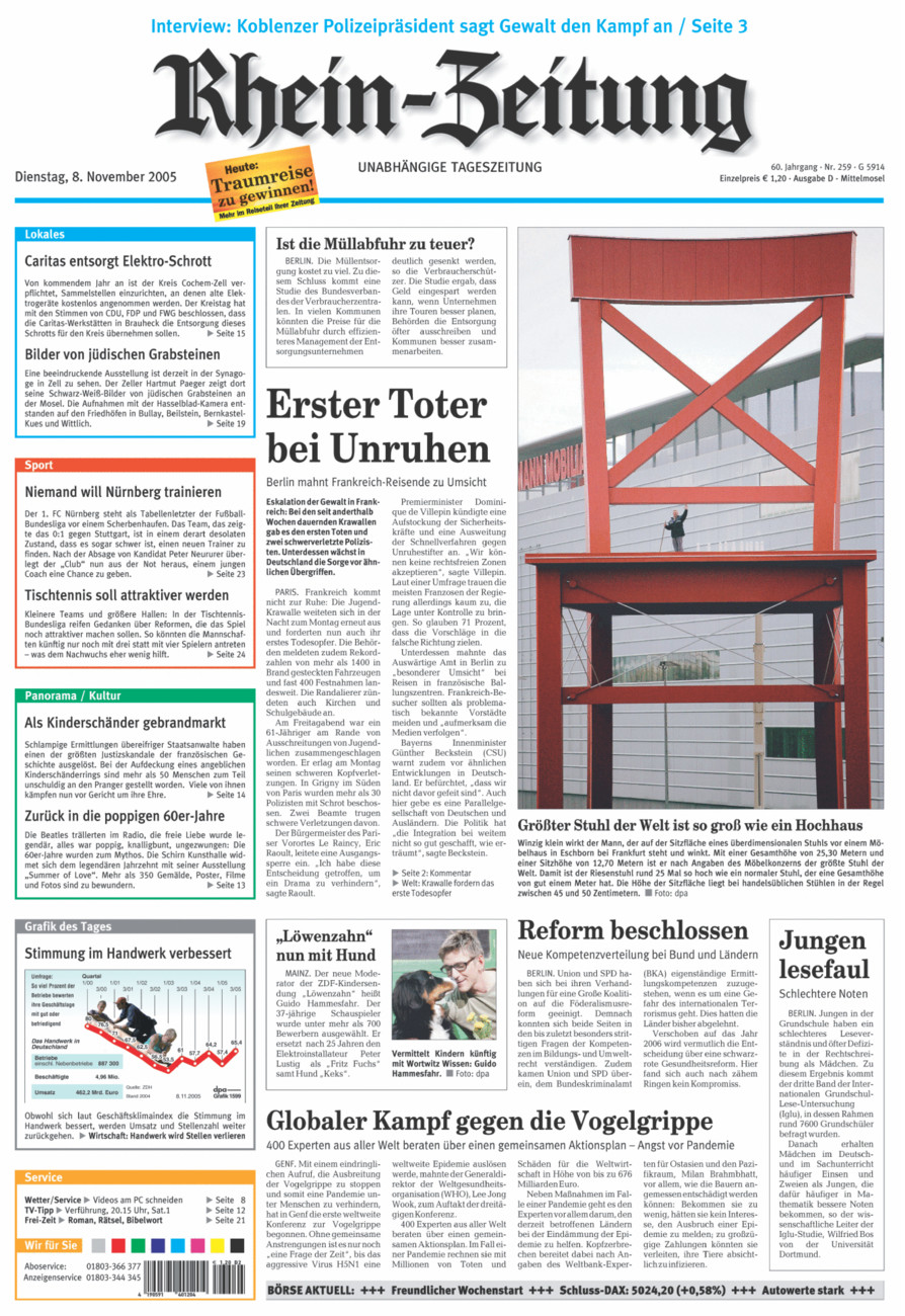 Rhein-Zeitung Kreis Cochem-Zell vom Dienstag, 08.11.2005