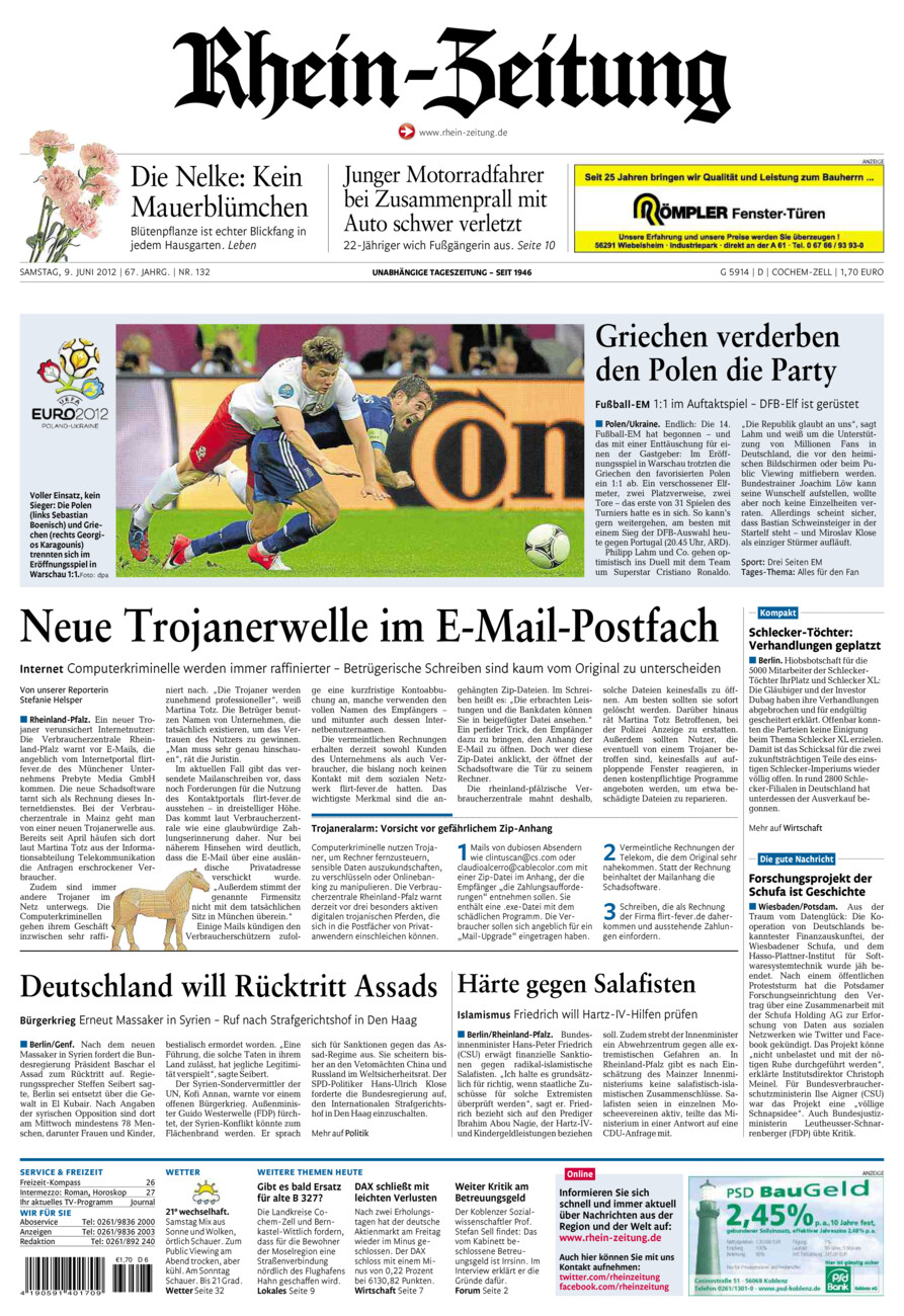 Rhein-Zeitung Kreis Cochem-Zell vom Samstag, 09.06.2012