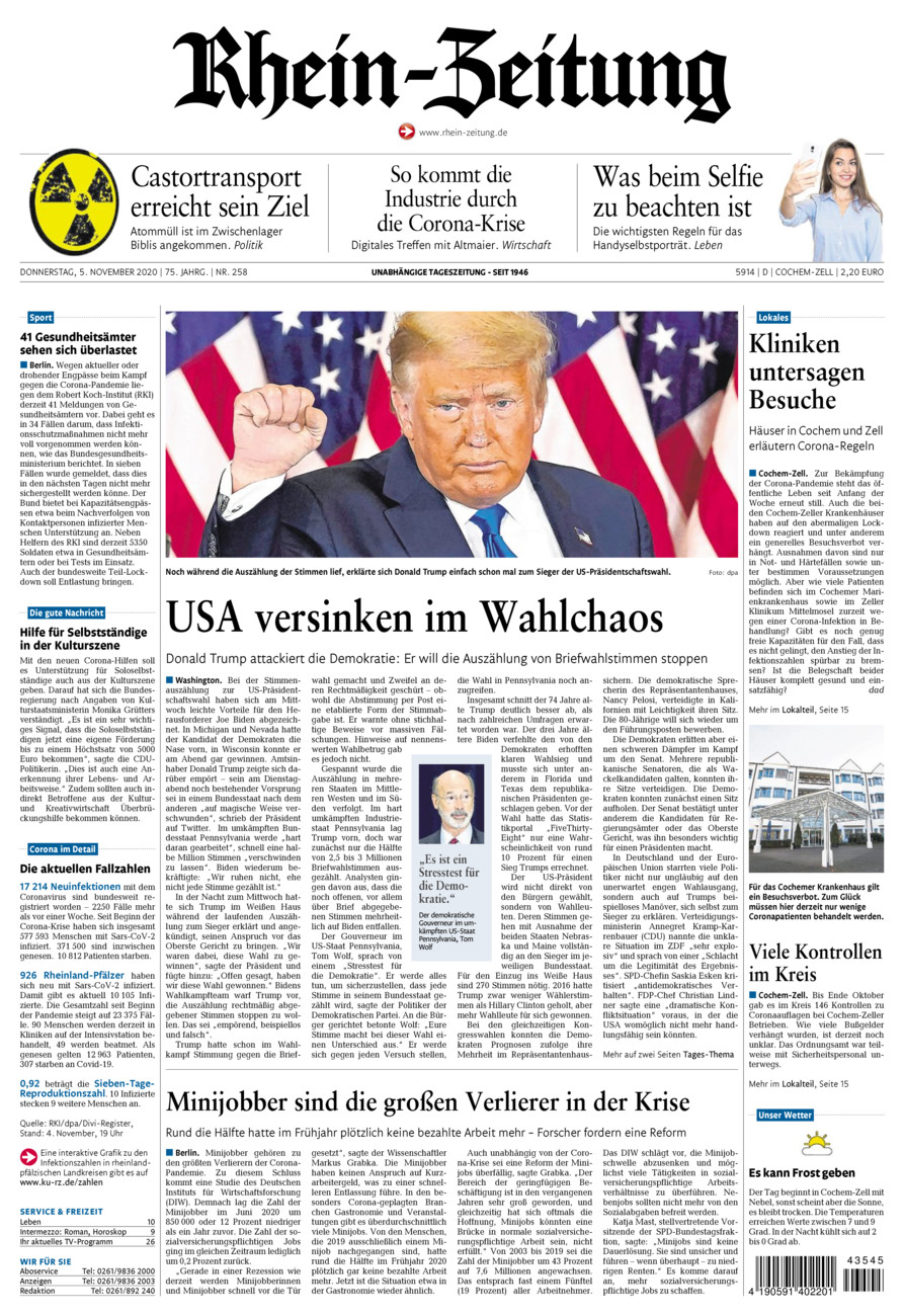Rhein-Zeitung Kreis Cochem-Zell vom Donnerstag, 05.11.2020