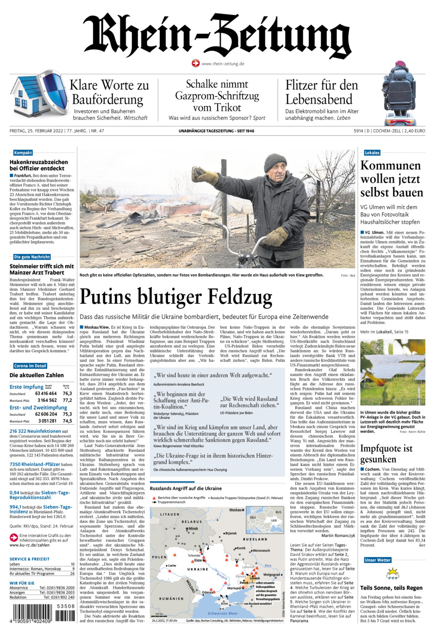 Rhein-Zeitung Kreis Cochem-Zell vom Freitag, 25.02.2022