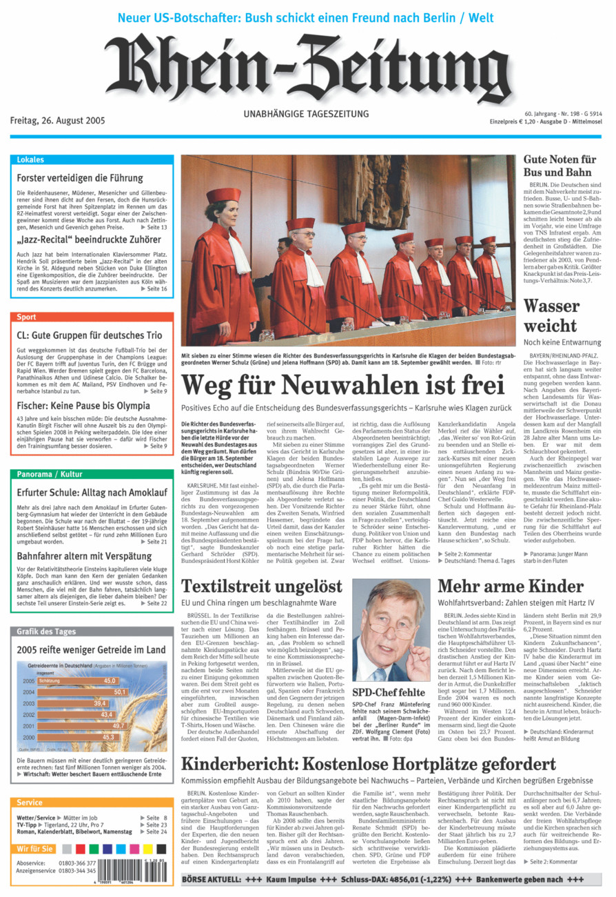 Rhein-Zeitung Kreis Cochem-Zell vom Freitag, 26.08.2005