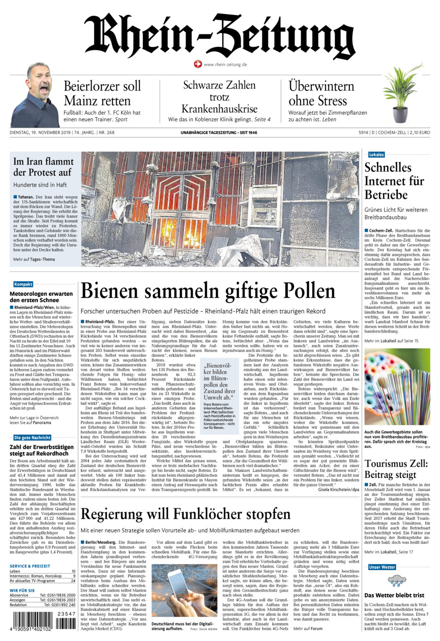 Rhein-Zeitung Kreis Cochem-Zell vom Dienstag, 19.11.2019