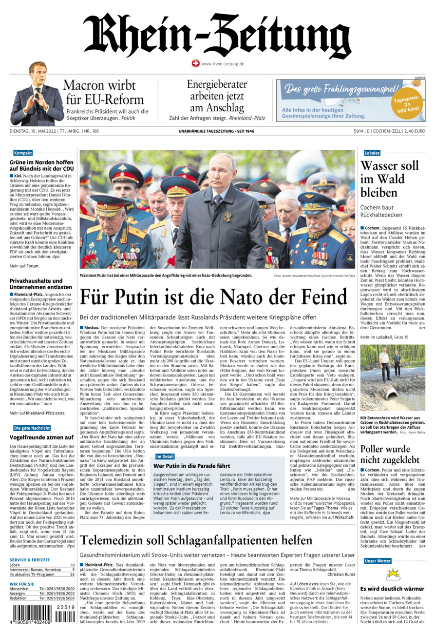 Rhein-Zeitung Kreis Cochem-Zell vom Dienstag, 10.05.2022