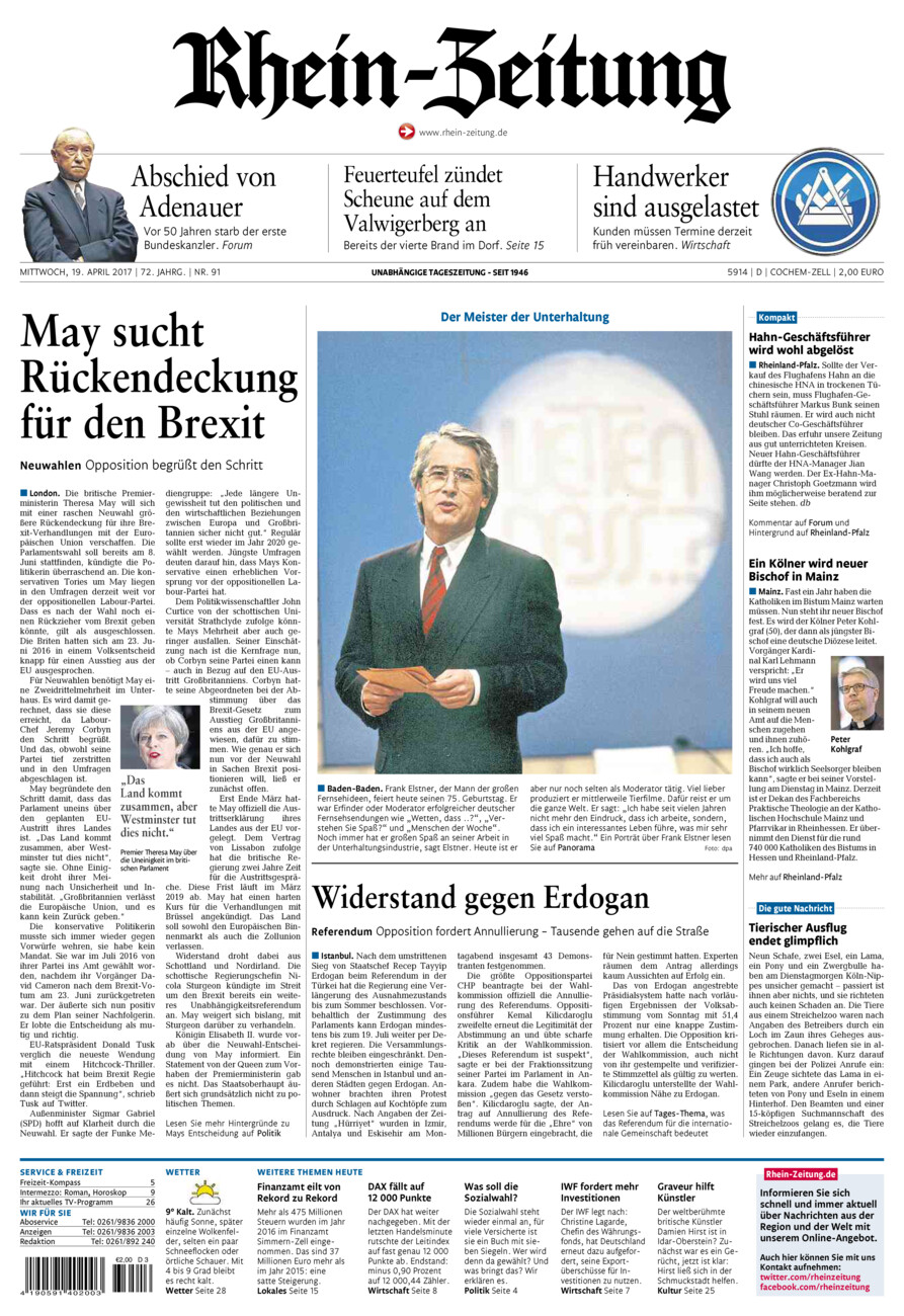 Rhein-Zeitung Kreis Cochem-Zell vom Mittwoch, 19.04.2017