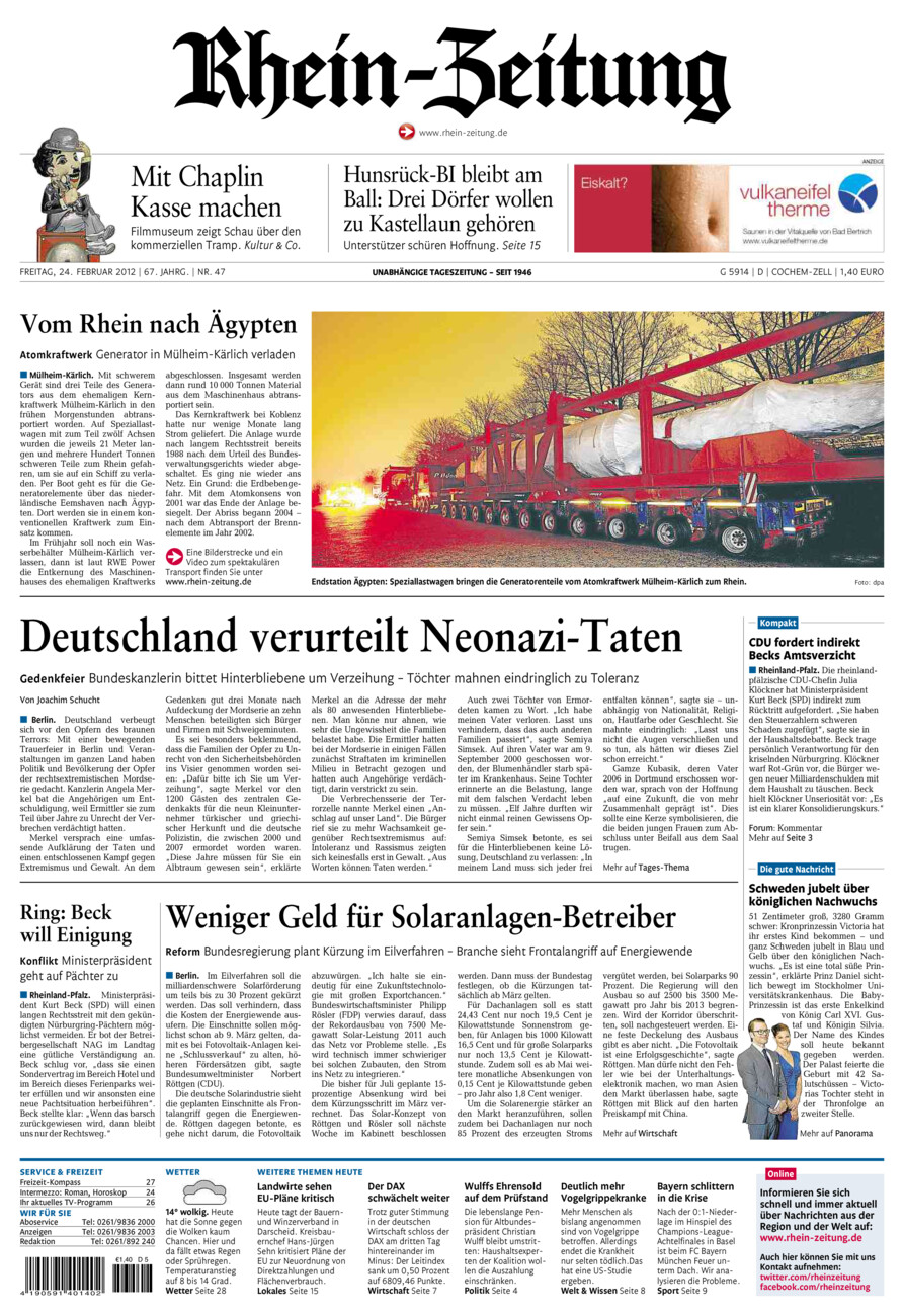 Rhein-Zeitung Kreis Cochem-Zell vom Freitag, 24.02.2012