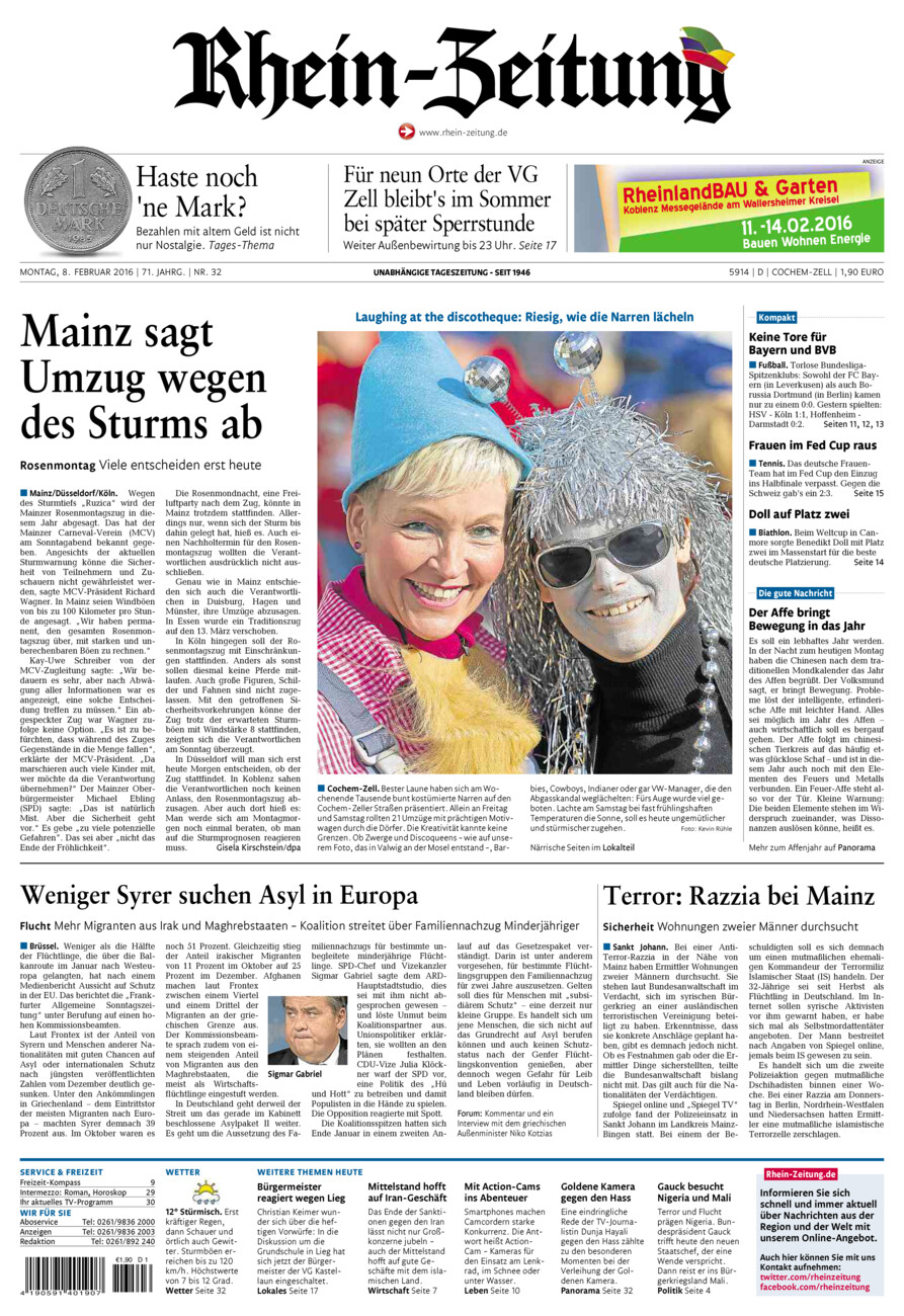Rhein-Zeitung Kreis Cochem-Zell vom Montag, 08.02.2016