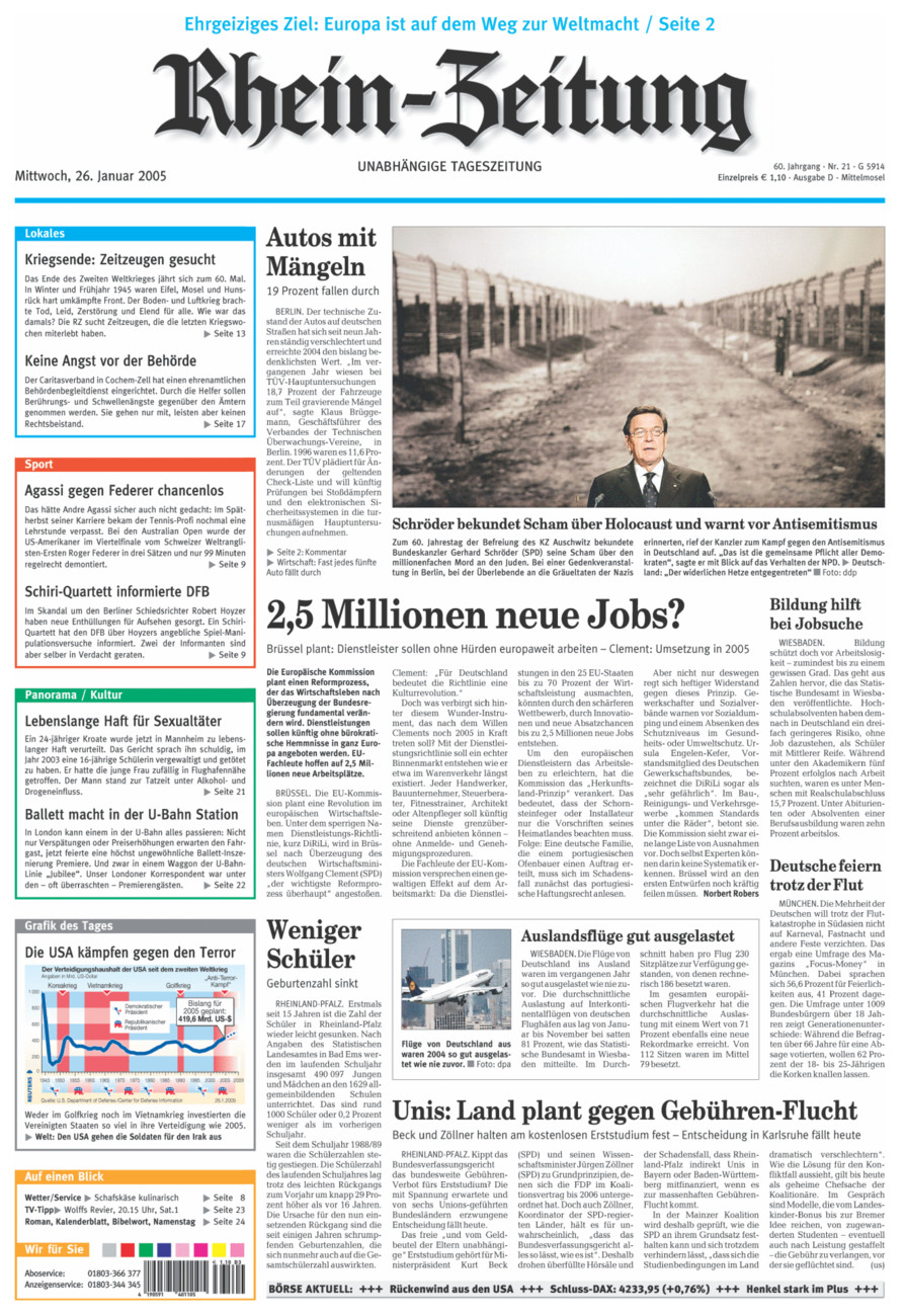 Rhein-Zeitung Kreis Cochem-Zell vom Mittwoch, 26.01.2005