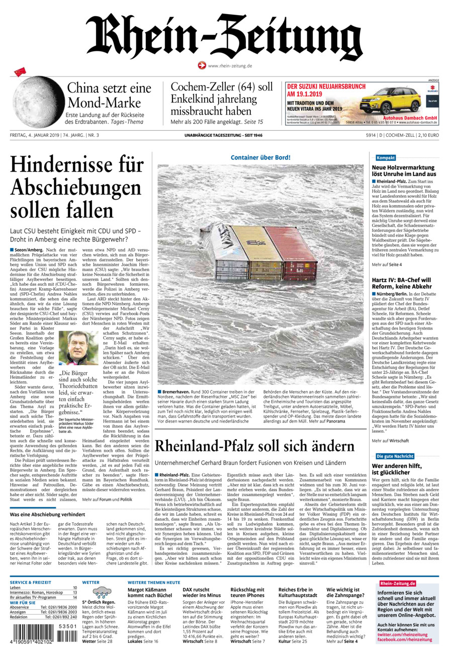 Rhein-Zeitung Kreis Cochem-Zell vom Freitag, 04.01.2019