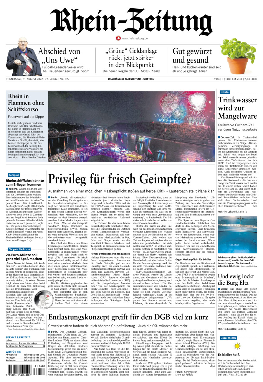 Rhein-Zeitung Kreis Cochem-Zell vom Donnerstag, 11.08.2022