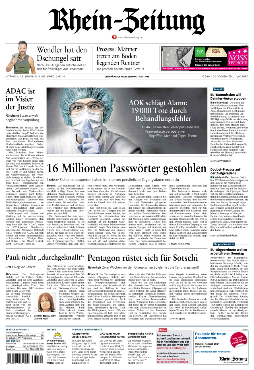 Rhein-Zeitung Kreis Cochem-Zell vom Mittwoch, 22.01.2014