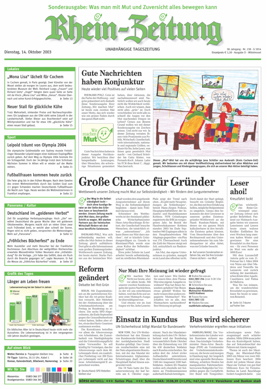 Rhein-Zeitung Kreis Cochem-Zell vom Dienstag, 14.10.2003