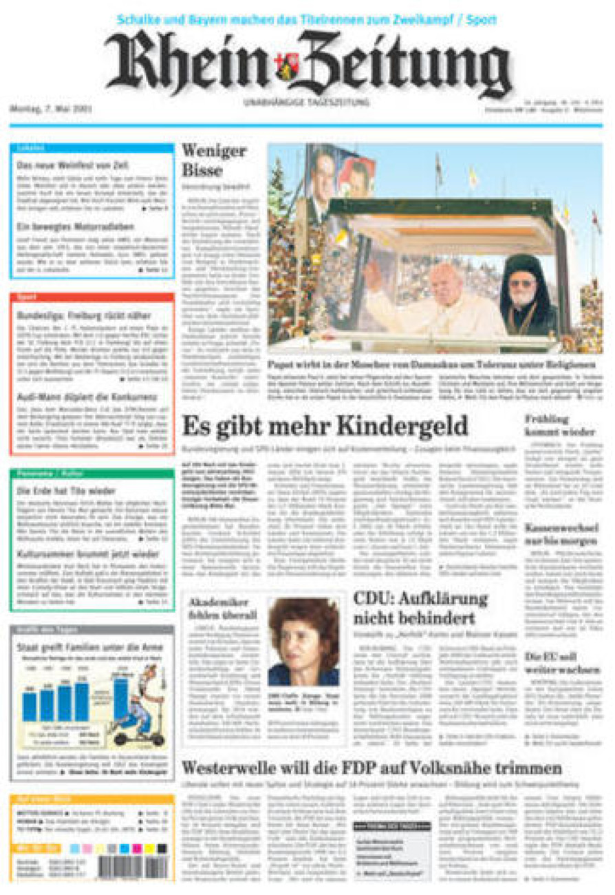 Rhein-Zeitung Kreis Cochem-Zell vom Montag, 07.05.2001