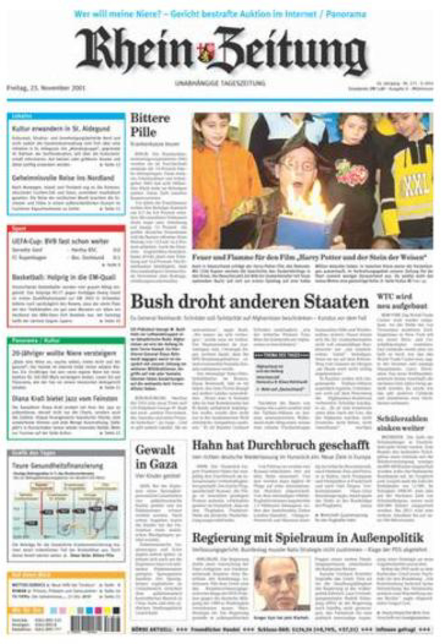 Rhein-Zeitung Kreis Cochem-Zell vom Freitag, 23.11.2001