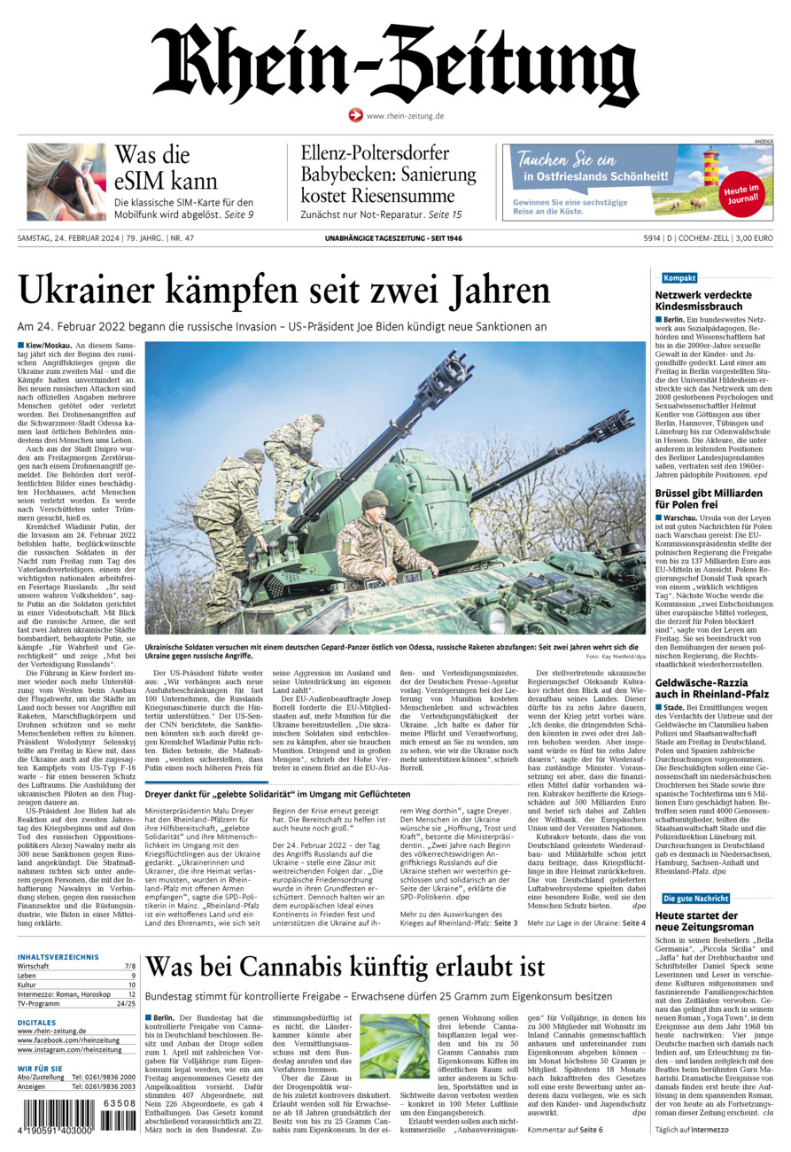 Rhein-Zeitung Kreis Cochem-Zell vom Samstag, 24.02.2024