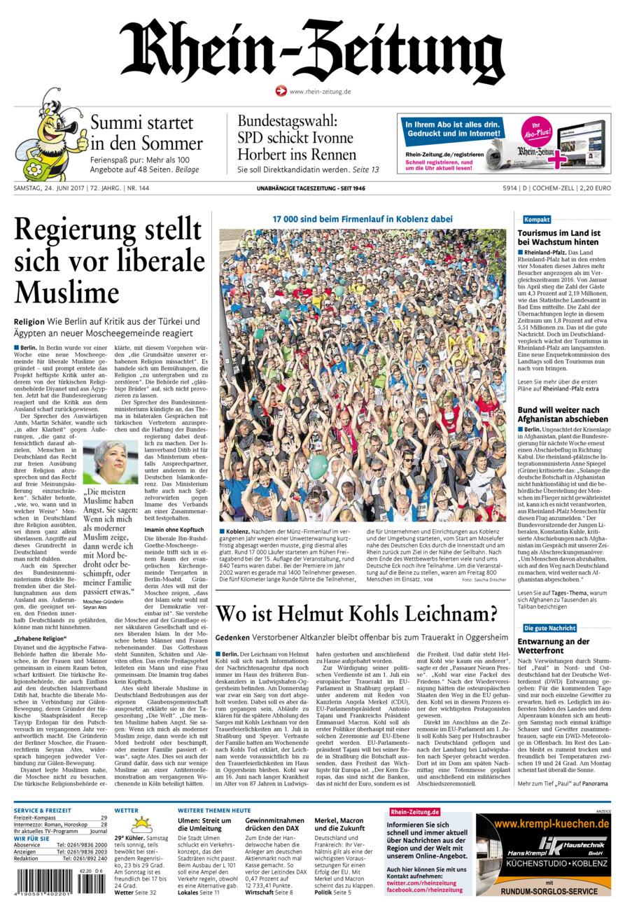 Rhein-Zeitung Kreis Cochem-Zell vom Samstag, 24.06.2017