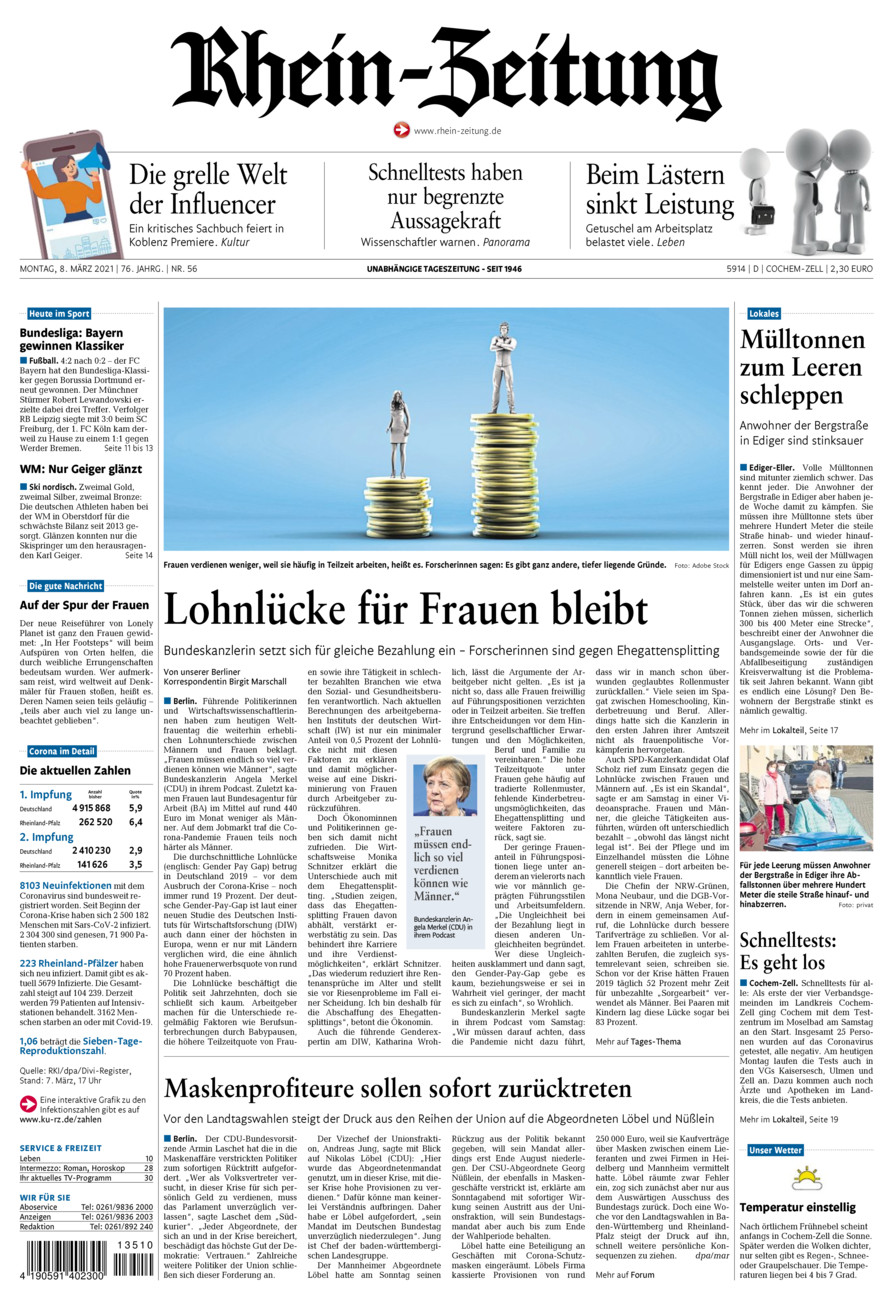 Rhein-Zeitung Kreis Cochem-Zell vom Montag, 08.03.2021