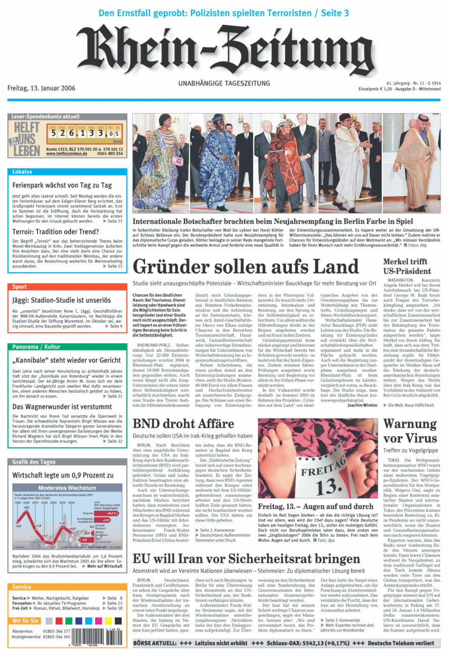 Rhein-Zeitung Kreis Cochem-Zell vom Freitag, 13.01.2006