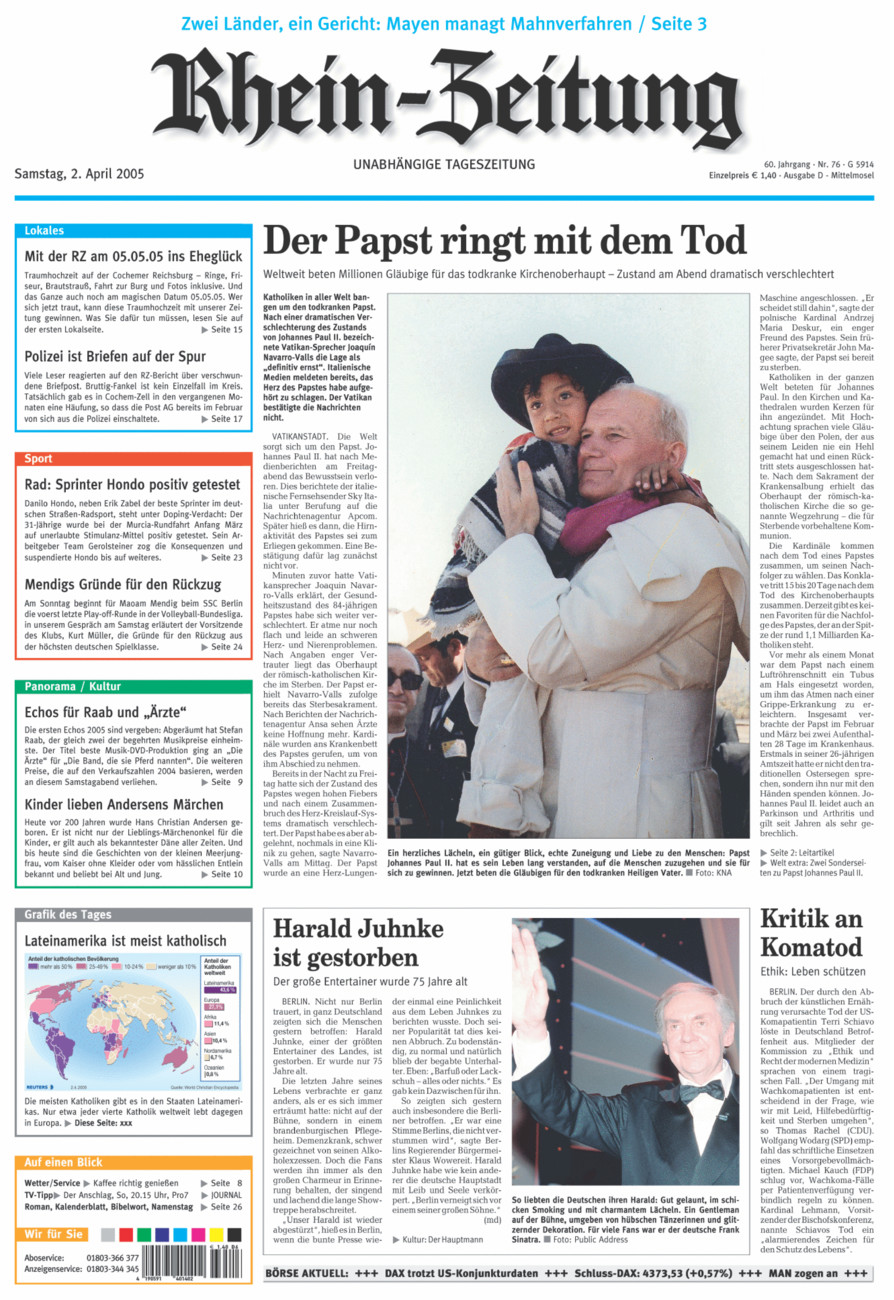 Rhein-Zeitung Kreis Cochem-Zell vom Samstag, 02.04.2005