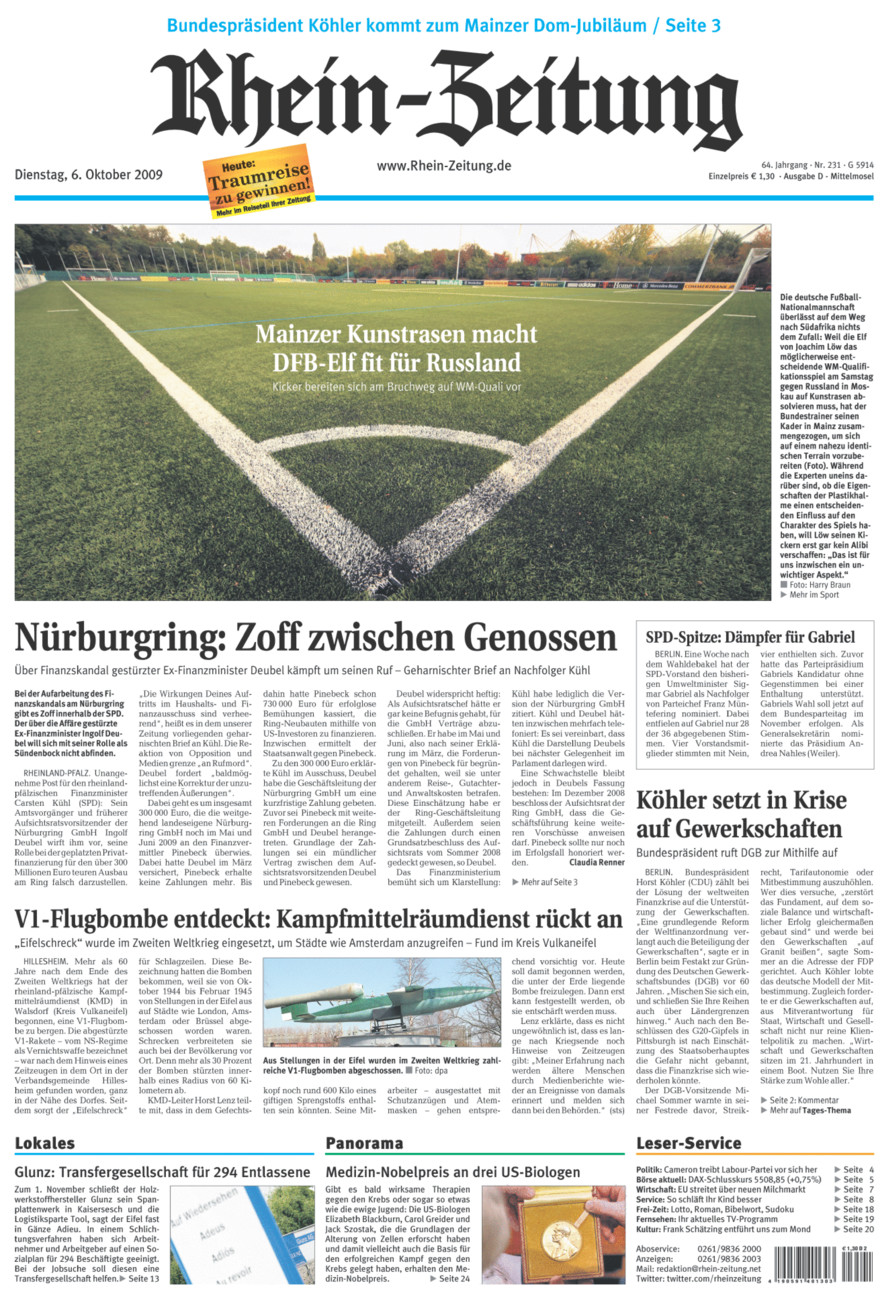 Rhein-Zeitung Kreis Cochem-Zell vom Dienstag, 06.10.2009