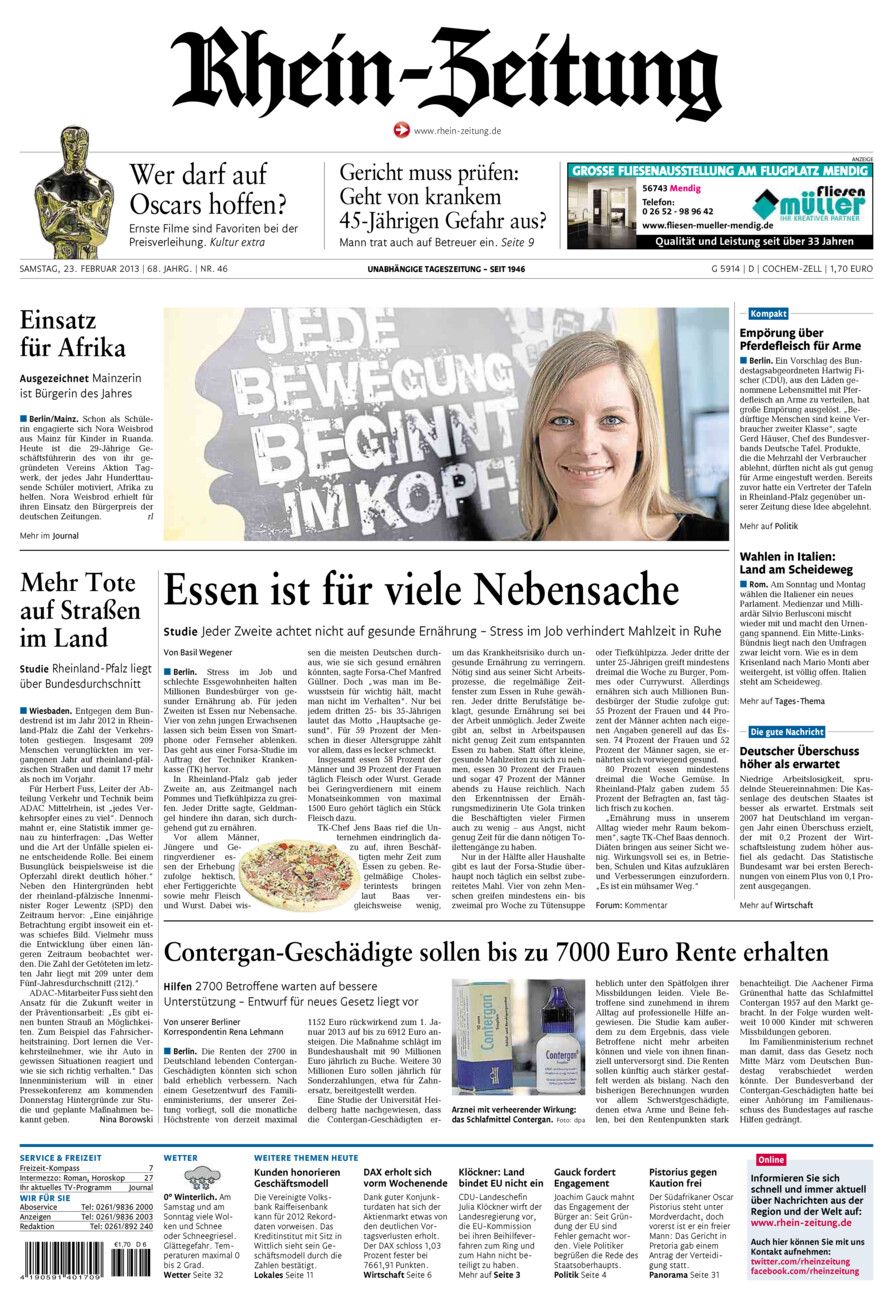 Rhein-Zeitung Kreis Cochem-Zell vom Samstag, 23.02.2013