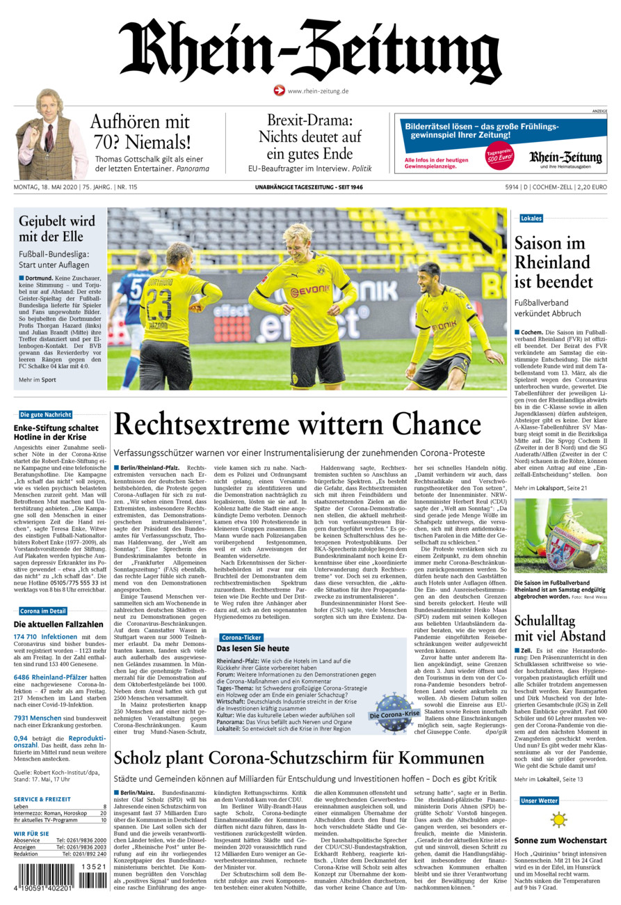 Rhein-Zeitung Kreis Cochem-Zell vom Montag, 18.05.2020