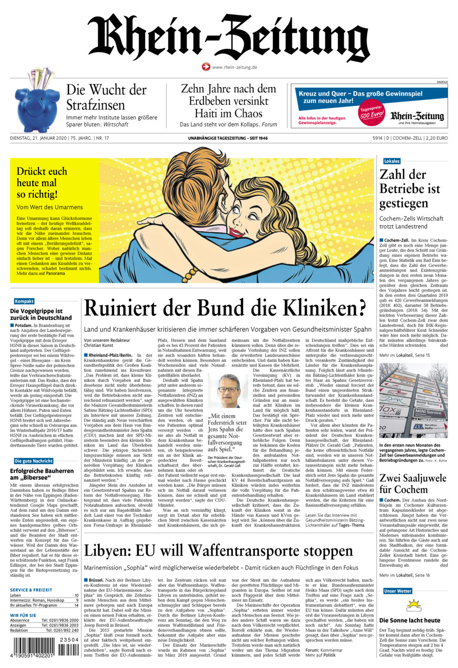 Rhein-Zeitung Kreis Cochem-Zell vom Dienstag, 21.01.2020