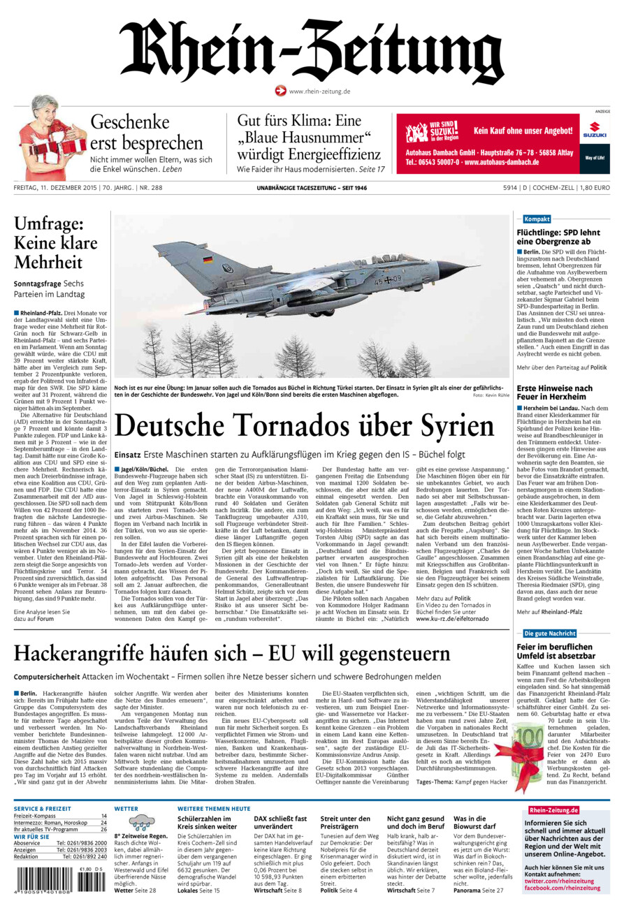 Rhein-Zeitung Kreis Cochem-Zell vom Freitag, 11.12.2015