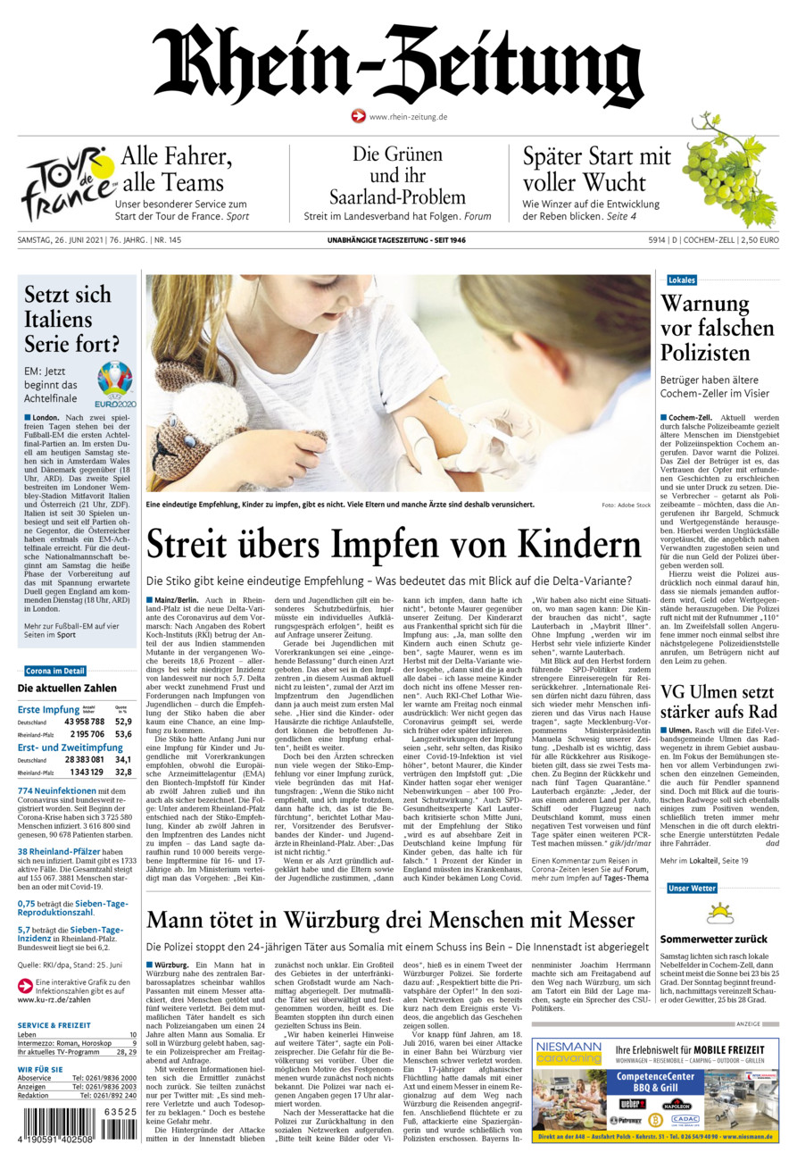Rhein-Zeitung Kreis Cochem-Zell vom Samstag, 26.06.2021