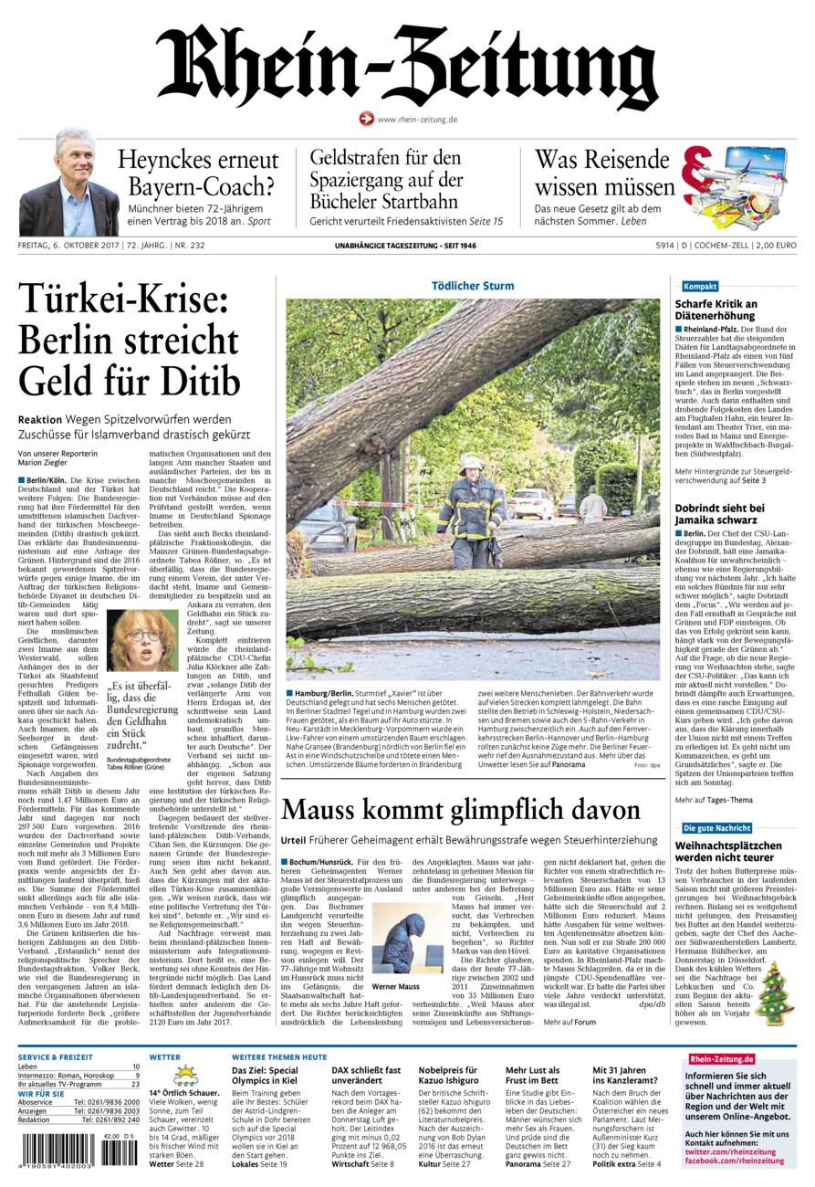 Rhein-Zeitung Kreis Cochem-Zell vom Freitag, 06.10.2017