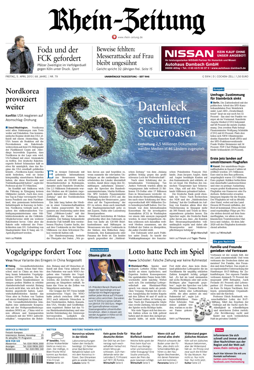 Rhein-Zeitung Kreis Cochem-Zell vom Freitag, 05.04.2013