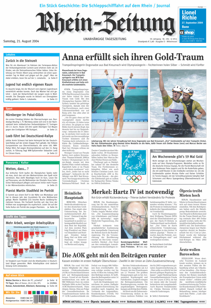 Rhein-Zeitung Kreis Cochem-Zell vom Samstag, 21.08.2004