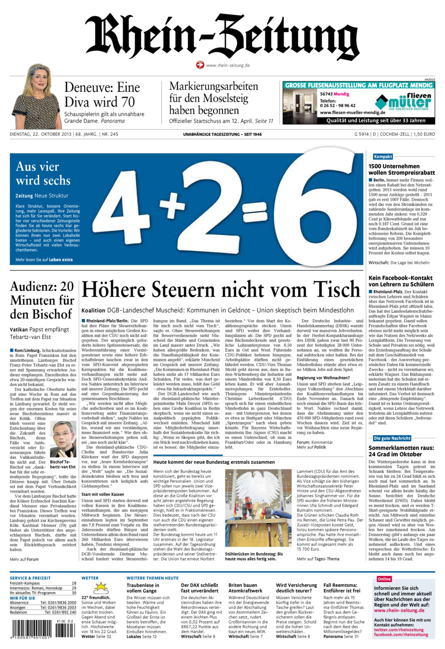 Rhein-Zeitung Kreis Cochem-Zell vom Dienstag, 22.10.2013
