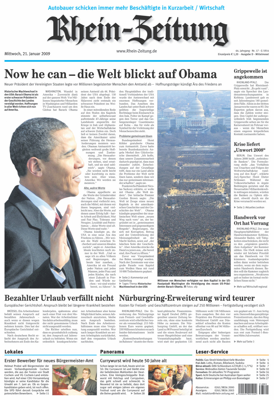 Rhein-Zeitung Kreis Cochem-Zell vom Mittwoch, 21.01.2009