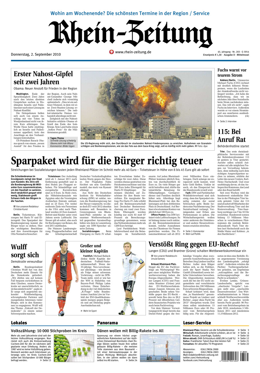Rhein-Zeitung Kreis Cochem-Zell vom Donnerstag, 02.09.2010