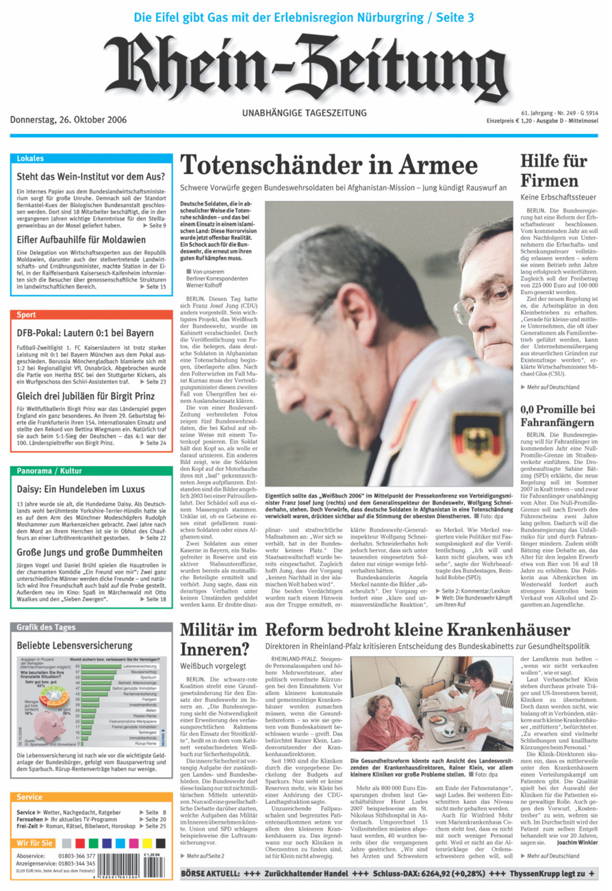 Rhein-Zeitung Kreis Cochem-Zell vom Donnerstag, 26.10.2006