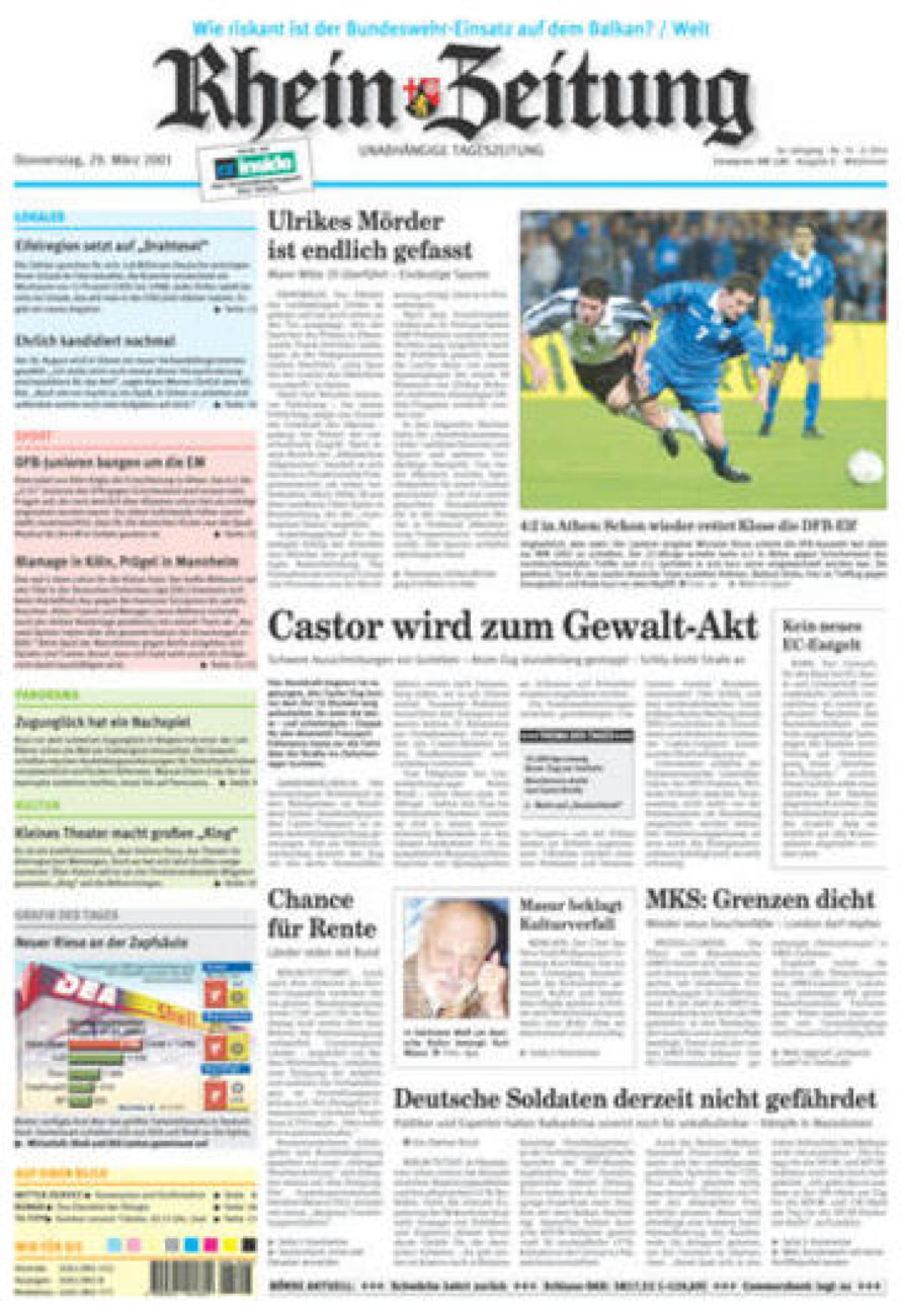 Rhein-Zeitung Kreis Cochem-Zell vom Donnerstag, 29.03.2001