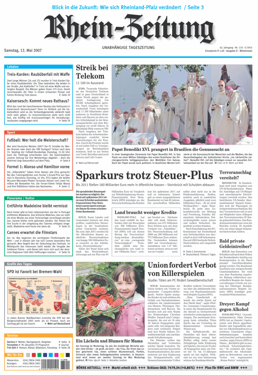 Rhein-Zeitung Kreis Cochem-Zell vom Samstag, 12.05.2007