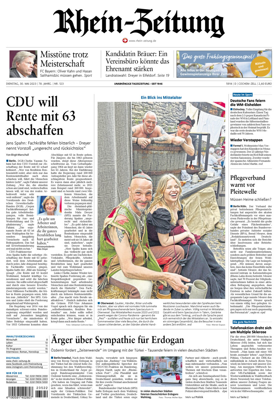 Rhein-Zeitung Kreis Cochem-Zell vom Dienstag, 30.05.2023