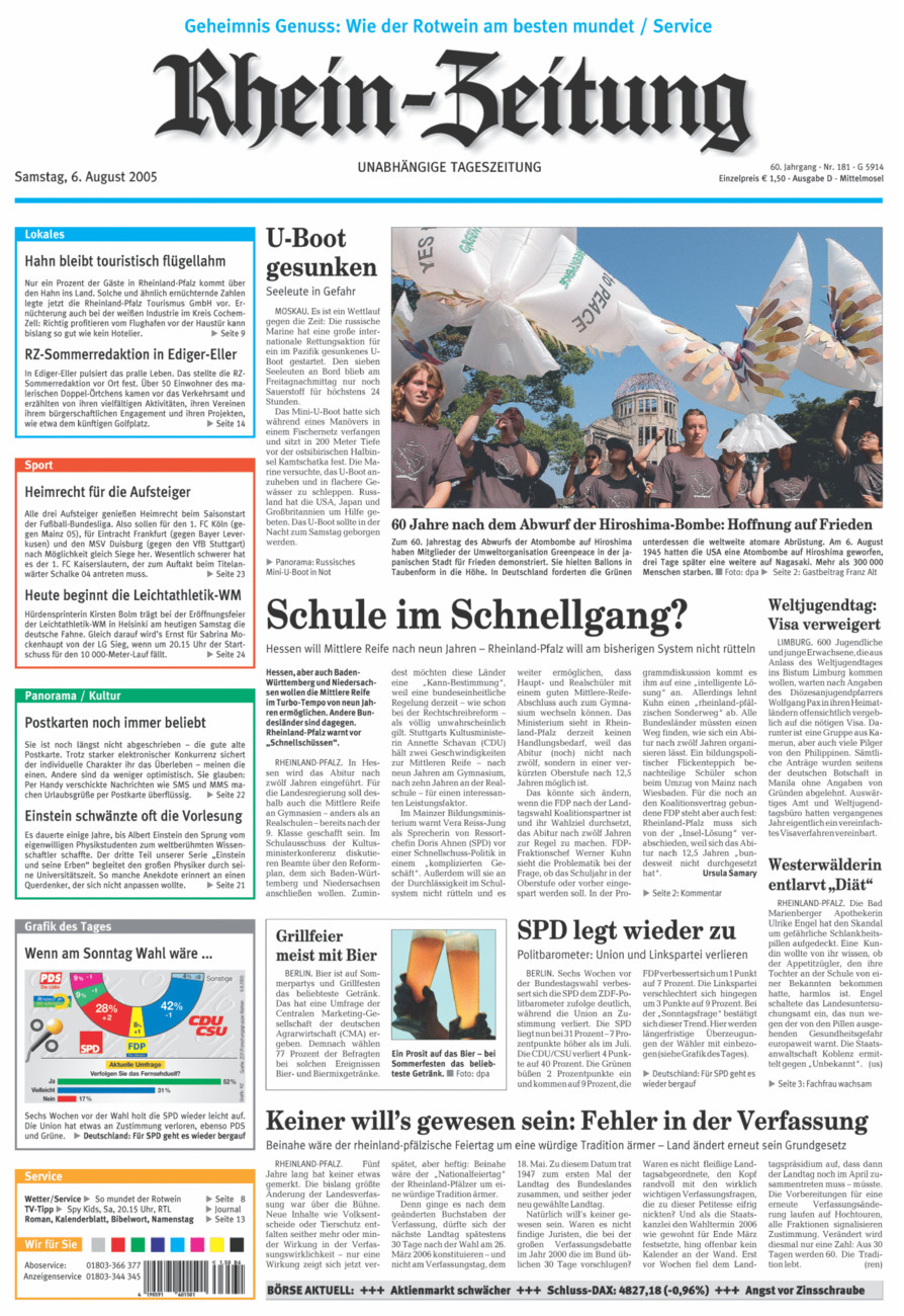 Rhein-Zeitung Kreis Cochem-Zell vom Samstag, 06.08.2005