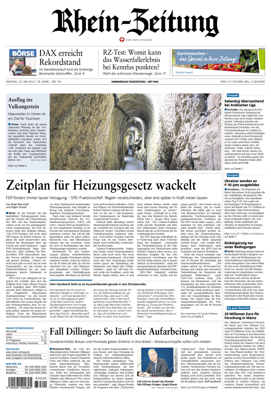Rhein-Zeitung Kreis Cochem-Zell vom Samstag, 20.05.2023