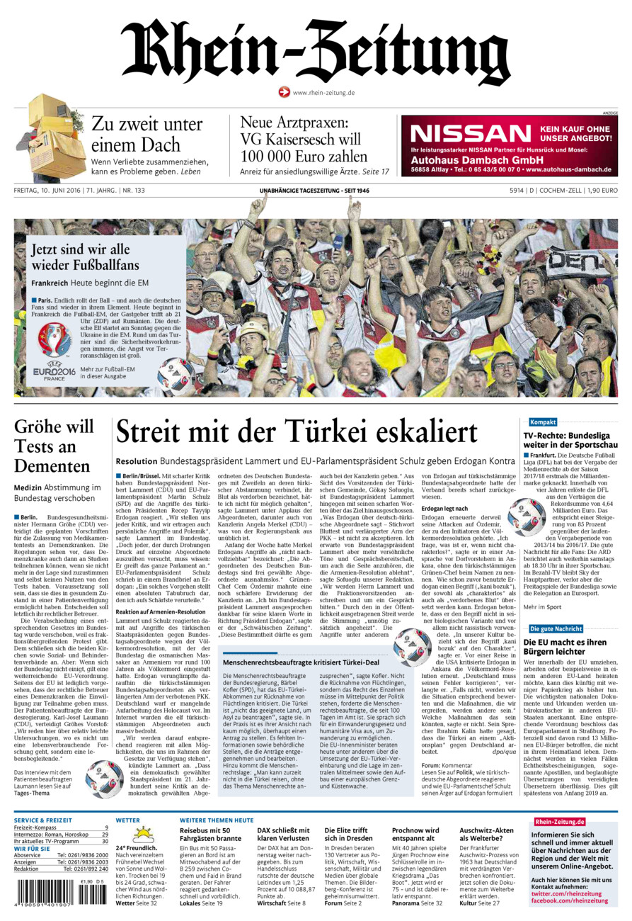 Rhein-Zeitung Kreis Cochem-Zell vom Freitag, 10.06.2016