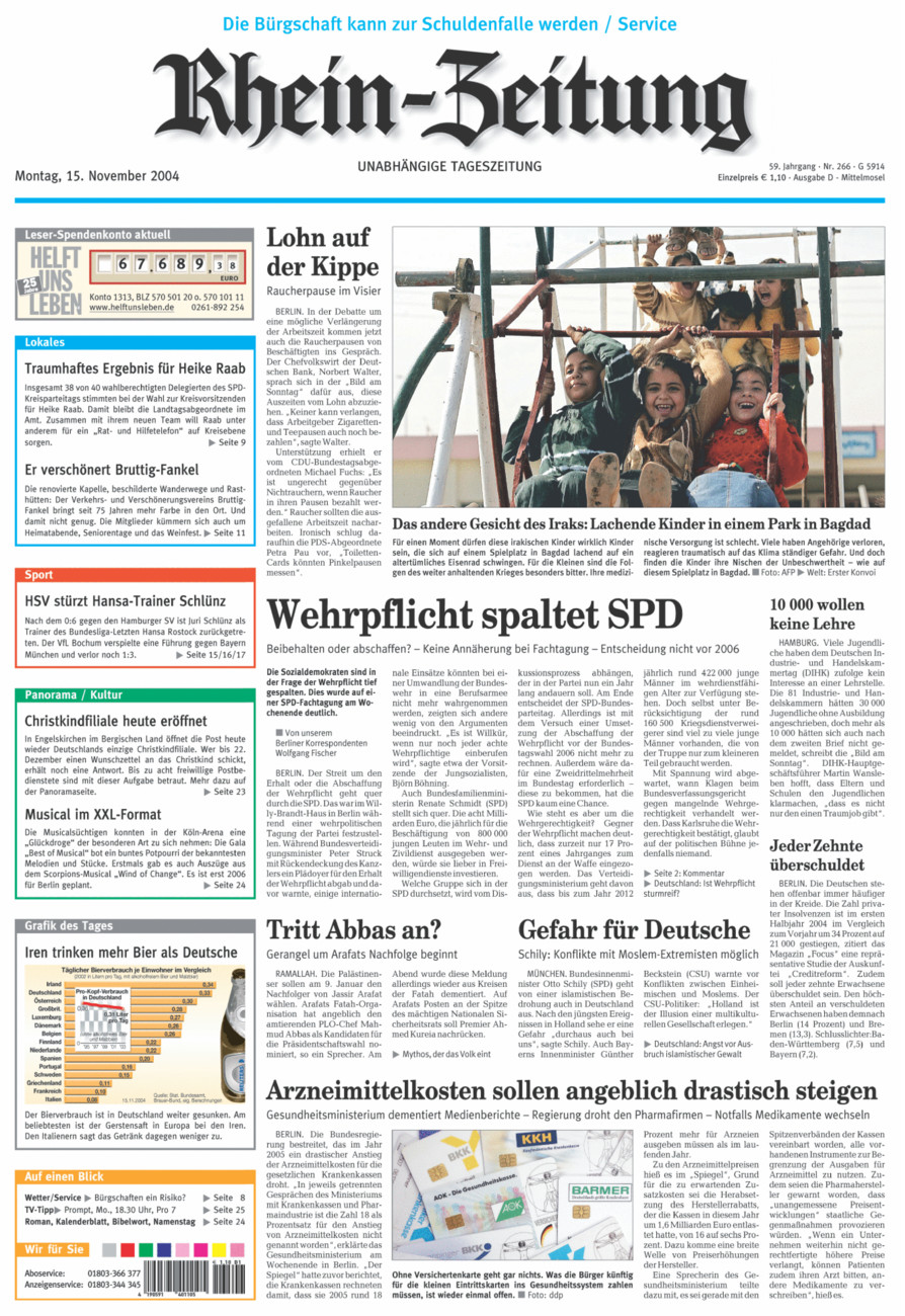 Rhein-Zeitung Kreis Cochem-Zell vom Montag, 15.11.2004
